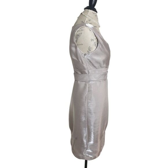 Antonio Melani Sleeveless Cocktail Dress 8 Silver Crossover Bodice Evening Party - Picture 3 of 6
